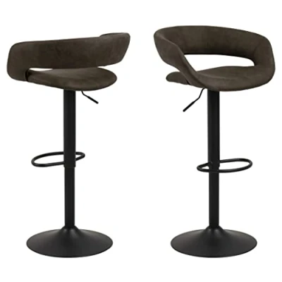 Immagine di AC Design Furniture Jack Set di 2 sgabelli da bar, larghezza: 54,5 x altezza: 101 profondità: 48,5 cm, colore: antracite/nero, tessuto/metallo