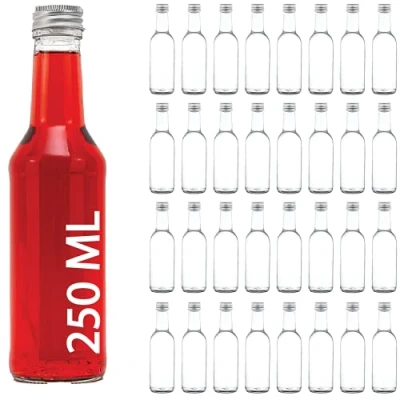 Immagine di casavetro Trasparente Tappo a Vite Bottiglie di Vetro vuote 250 ml Riutilizzabile Twist off coperchi Tenuta d&#039;Aria Coperchio in Metallo per Kombucha Birra casa Gin Olio Aceto (30 x ml)