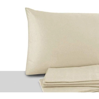 Immagine di Giovanni Dolcinotti Set 2 Federe Cuscino Letto Matrimoniale e Singolo 50x80 cm 100% Cotone Made in Italy Colore Sabbia
