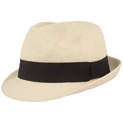 Immagine di cappello di paglia Trilby estivo da sole retrattile con fascia in grosgrain monocolore Particolarmente leggero, flessibile, delicato sulla pelle e comodo Bianco L