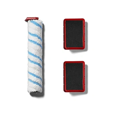 Immagine di Vileda Set di Ricambio base per Jet Clean, 2 filtri e 1 Rullo in Microfibra, Poliestere, Bianco/Rosso, Normale