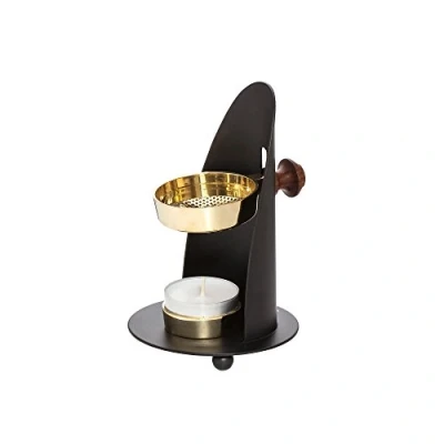 Immagine di NKlaus Bruciatore d&#039;incenso regolabile con manico in legno supporto per incenso ferro nero modalità Tea light 1526