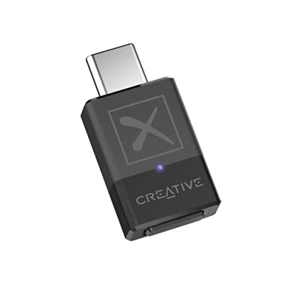 Immagine di Creative BT W5 Trasmettitore Audio Smart Bluetooth 5.3 con aptX Adaptive, ad alta risoluzione a 24 bit/96 kHz, funzione di commutazione del dispositivo, funziona PC/Mac/console gioco