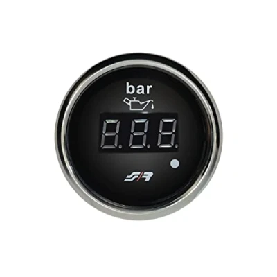 Immagine di Simoni Racing OP/C Chrome Rim line Strumento Indicatore Pressione Olio, Digitale Temperatura Olio con Display a LED per Auto o Camion, Illuminazione Rossa