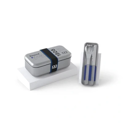 Immagine di monbento Set pasto Nomades Beyond Scatola alimentare in acciaio inox per microonde MB Sense + Posate pranzo Box con custodia Slim Senza BPA Durevole, riutilizzabile e sicuro Blu