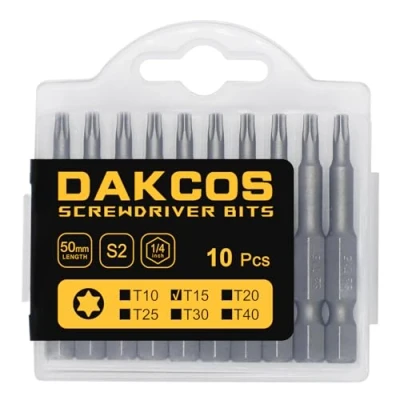 Immagine di DAKCOS punte T15, Torx Bit assortimento di S2 (lunghezza: 50 mm, 10 pezzi)