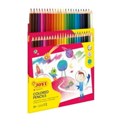 Immagine di Jovi matite Colorate, Scatola da 24 esagonali, Colori Vivaci, Ottimo Potere Coprente, Ideale per disegnare e colorare, Punta Resistente, Senza glutine (730/24)