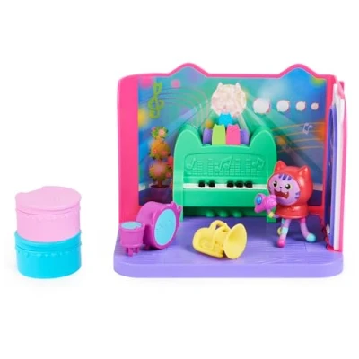 Immagine di Gabby&#039;s Dollhouse, Groovy Music Room con Personaggio Daniel James Catnip, 2 Accessori, mobili e scatole Sorpresa, Giocattoli per Bambini dai 3 Anni in su