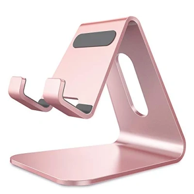 Immagine di Lucrave Supporto Telefono, Porta Cellulare, Dock in Alluminio per iPhone 16 15 14 13 12 11 Pro Max Mini Xs Xr X SE 8 7 6 6s Plus 5 5S, Huawei, Samsung S10 S9 S8, oro rosa