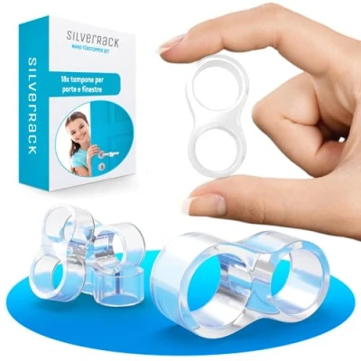 Immagine di SilverRack Stopper Buffer a 8 Shape trasparente [18 pezzi] tampone parete come protezione perfetta per muro e porte della porta da