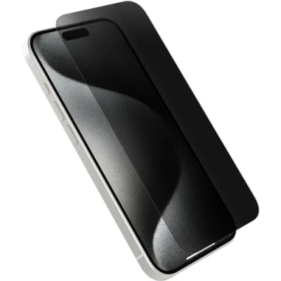 Immagine di OtterBox Pellicola protettiva in Vetro temperato Premium Pro Privacy per iPhone 15 con trattamento antimicrobico, Protezione antigraffio, graffi e cadute da 1.8m, Senza Retail Package