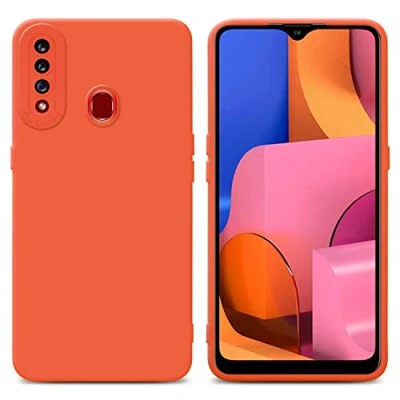 Immagine di Cadorabo Custodia compatibile con Samsung Galaxy A20s in FLUID ARANCIONE Coperchio protettivo silicone TPU flessibile