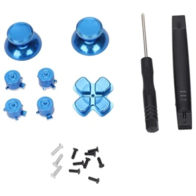 Immagine di Levette in Metallo per Controller PS5, Joystick di Ricambio Lega Alluminio Analogiche Pulsanti ABXY Kit Sostituzione(Blu)