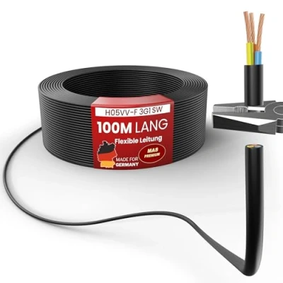 Immagine di MAS Premium Da 5 a 100 m tubo flessibile in plastica H05VV F 2, 3 o x 0,75; x1; x1,5 x2,5 e 4 G0,75, cavo per dispositivi (H05VV 3G1 SW, m)