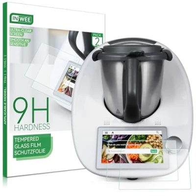Immagine di Inwee Pellicola Protettiva per Vorwerk Bimby TM6, Protezione Schermo in Vetro Temperato 9H, Accessori Resistenti e Antigraffio [Confezione da 2]