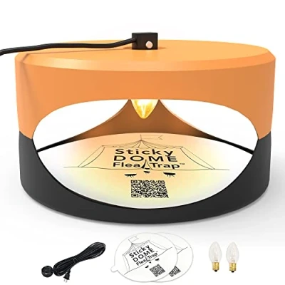 Immagine di ASPECTEK Trapest Sticky Dome Trap Bug Bed con Dischi di Colla. Odorless Cleaner e Flea Killer Pad (arancione nero, uno pezzo)