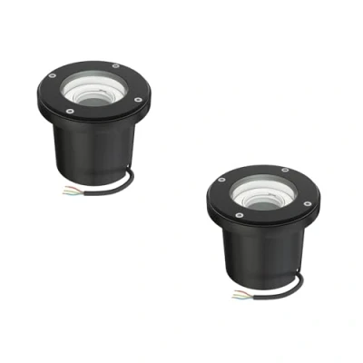 Immagine di ledscom.de 2 pz. lampada da incasso a terra BOFU per esterni, IP67, orientabile, nera, rotonda, 150 mm Ø, 1x GU10 max. 15W