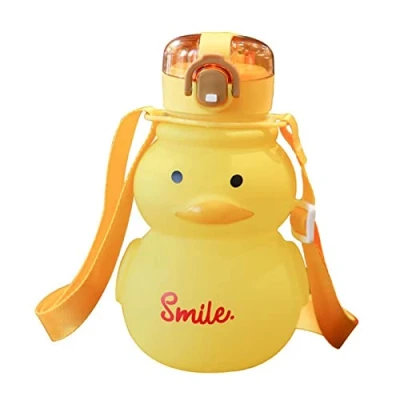Immagine di Merrwon Kawaii, borraccia da 650 ml, con cannuccia e cinghia, portatile, a prova di perdite, per donne bambini, sport all&#039;aria aperta, viaggio
