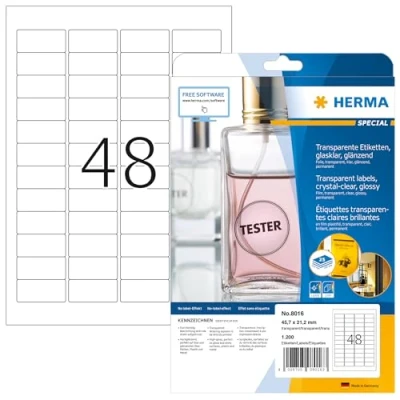 Immagine di HERMA Etichette per Marcatura, 45,7 x 21,2 mm, Adesive A4 Stampante, 48 Foglio, Trasparente