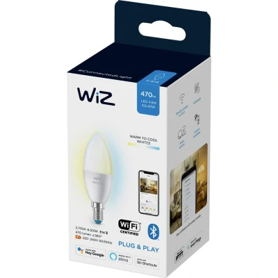 Immagine di WiZ 8718699787073 LED (monocolore) ERP F (A G) E14 4.9 W = 40 Da bianco caldo a freddo controllo con app 1 pz.