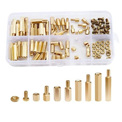 Immagine di Litorange 180 pezzi M4 maschio femmina esagonale in ottone distanziatore vite dado filettato pilastro PCB scheda madre kit assortimento