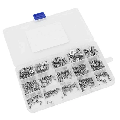 Immagine di Set di 320 viti a testa piatta esagono incassato M2 M3 M4 M5 M6 SS304 in acciaio inox SHCS