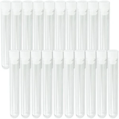 Immagine di provette in plastica, confezione da 60 per campioni con tappo, 12 x 75 mm, plastica trasparente coperchio