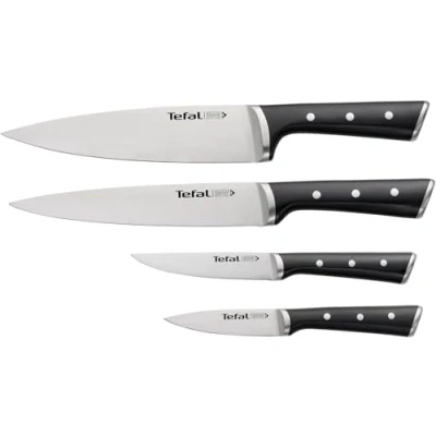 Immagine di Tefal Ice Force Set di 4 coltelli: coltello pelapatate 9 cm, da chef 20 universale 11 per affettare in acciaio inox, con manico ergonomico