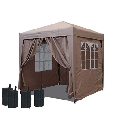 Immagine di QUICK STAR Gazebo Pop Up 2 x m sabbia con poggiapiedi e 4 pareti laterali Easy Klett cerniere.
