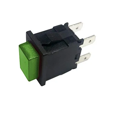 Immagine di Easyricambi Interruttore a Pulsante Luminoso Verde 4 Contatti 4A 250V AC Foro per Incasso 19x13mm