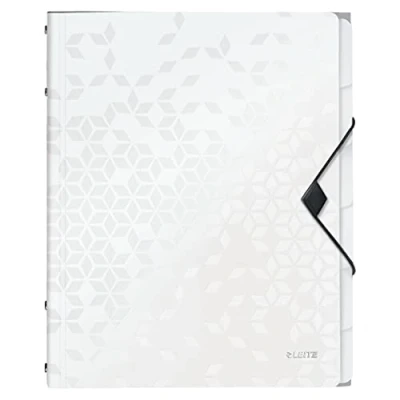 Immagine di Leitz WOW Cartella Organizer a 3 Lembi, Formato A4, Capacità 200 Fogli, Tasca Indicizzata con 6 Divisori, Chiusura Elastico, Bianco, 46330101