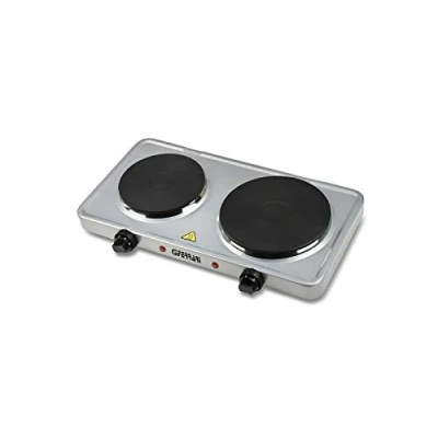 Immagine di G3 Ferrari G10122 Caldòs Fornello Elettrico Doppio, 1500 + 1000 W, 5 livelli di regolazione temperatura, Piastre in ghisa, Doppia spia accensione, Potente e versatile per campeggio, Argento