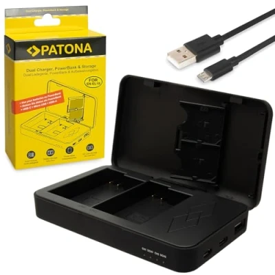 Immagine di PATONA Caricabatterie Doppio con Powerbank Funzione e Scheda di Memoria Compatibile Nikon EN EL15, EL15B, EL15C Batterie