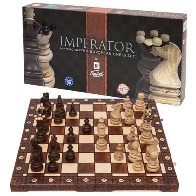 Immagine di scacchi in legno IMPERATOR 52 x cm Confezione regalo Scacchiera e Pezzi degli Intagliati