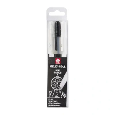 Immagine di SAKURA Gelly Roll Penna in gel, 3 colori, colore: Nero glitterato e 2, set di 4 pezzi