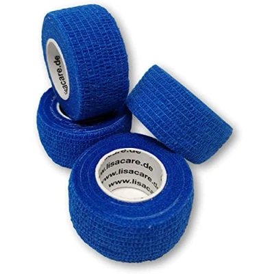 Immagine di LisaCare benda elastica autoadesiva per dita salvapelle 4 Rotoli blu coesiva selezione del colore