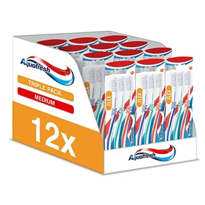 Immagine di Aquafresh Clean Spazzolino e flex Medium, 12 confezioni da 3 spazzolini per confezione