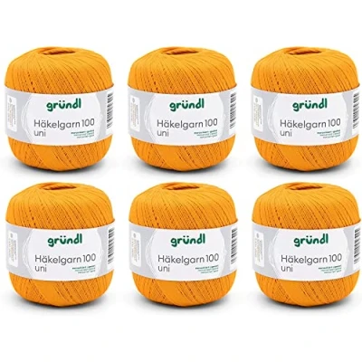 Immagine di Filo per uncinetto Gründl 100, cotone, arancione, 6 x 100 g,