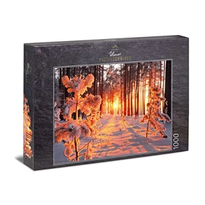 Immagine di Ulmer Puzzleschmiede puzzle &quot;sole d&#039;inverno&quot; classico da 1000 pezzi paesaggio della neve nella nostra casa Caldi raggi solari, luce e ombre foresta invernale