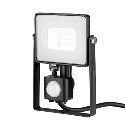 Immagine di V TAC VT 10 S B Faro LED Chip Samsung 10W con Sensore di Movimento e Crepuscolare Interruttore Manuale Bloccaggio Colore Nero 4000K IP65