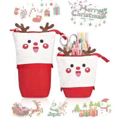 Immagine di Xespis Astuccio Telescopico, Scuola con Zip, Portapenne 2 in 1, Bambina, Legami, Cancelleria, per Bambini, Ragazze e Ragazzi(rosso)