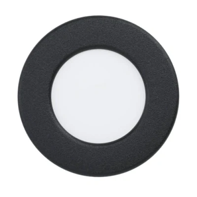 Immagine di Eglo Fueva 6 Faretto da incasso a LED per bagno, piatto, rotondo, in plastica di colore nero, luce bianca calda e fredda, IP44, diametro 8,6 cm