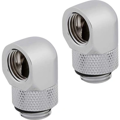Immagine di Corsair Hydro X Serie, Adattatore Rotary 90 Confezione Doppia (Filettature BSPP G1/4 Standard, Meccanismo di Rotazione a Tenuta, Finitura Alta Qualità, Ottimizzato per Portate Elevate) Cromato