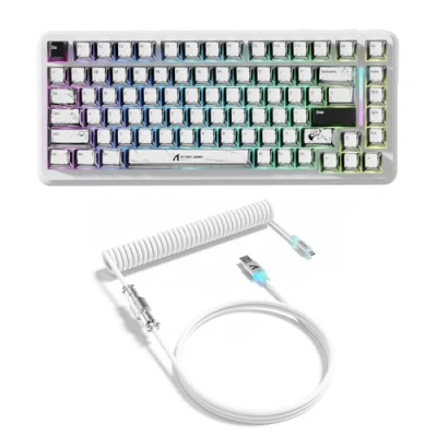 Immagine di ATTACK SHARK X82PRO HE Tastiera Magnetica Wireless 75% con Attivazione Rapida, da Gaming Cablata 8000, Switch Hall Effect a Corsa Regolabile, QWERTY, C01 Cavo Spiralato RGB Comic