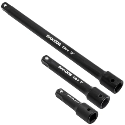 Immagine di DAKCOS Estensioni chiave a bussola, 3 pezzi, set di prolunga da 1/2&quot; in CR V con fosfatazione nera