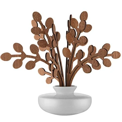 Immagine di Alessi The Five Season MW64 1S W Diffusore a Foglie per Ambiente in Porcellana, Legno di Mogano, Bianco