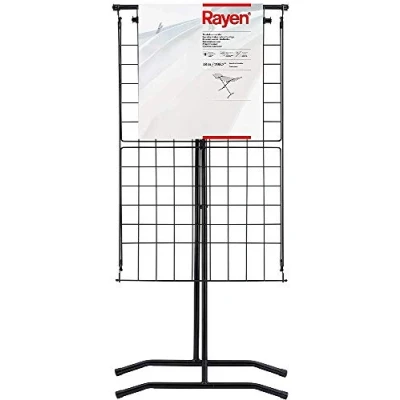 Immagine di Rayen Ali 18 m di Superficie Posa Sistema Wing Block Stendibiancheria Pieghevole per Interni ed Esterni, Metallo, Nero, 162x57.5x104.5 cm