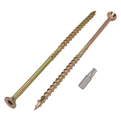 Immagine di Marcopol Confezione da 6 viti in acciaio zincato giallo 6,0 x 200 mm, testa Torx, tipo 17, svasata, per truciolare (6, mm)
