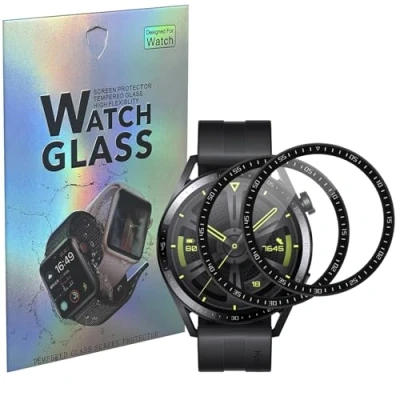 Immagine di Vetro temperato per Huawei Watch GT 3, 46 mm, confezione da 2, pellicola protettiva display, anti graffio PHONILLICO