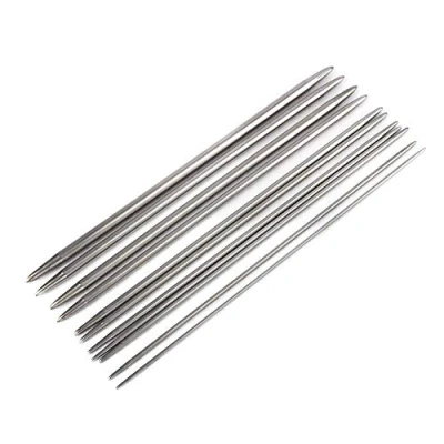 Immagine di 55Pcs ferri da maglia a doppia punta in acciaio inossidabile 2.0mm 6.5mm 11 dimensioni Set di aghi cucito artigianali fai te
